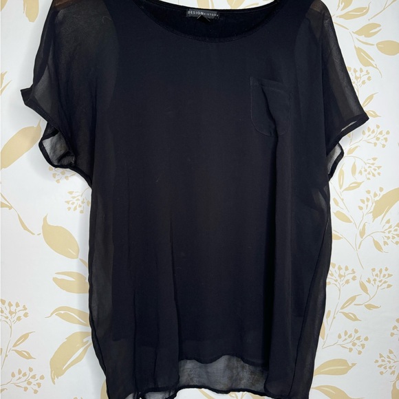 Women’s Design History Black Blouse Top sz Medium M - Picture 2 of 5